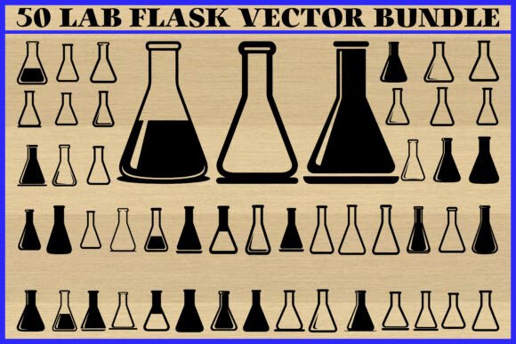 50 Lab Flask Vector Silhouette Bundle: Strategic Design Assets for Science and Education