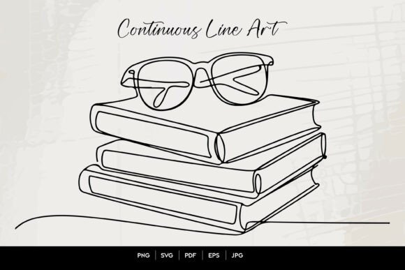 Books and Glasses Line Art: Simple Illustrations with Practical Uses
