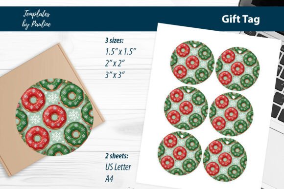 Cute Donut Christmas Gift Tags Print and Cut