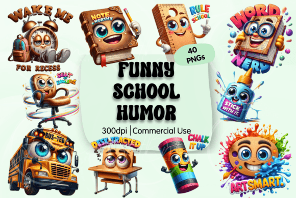 Funny School Puns Clipart PNG for Creative Projects