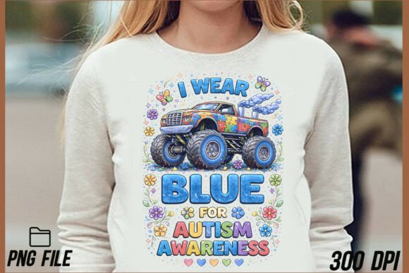 In April We Wear Blue PNG for Autism Awareness