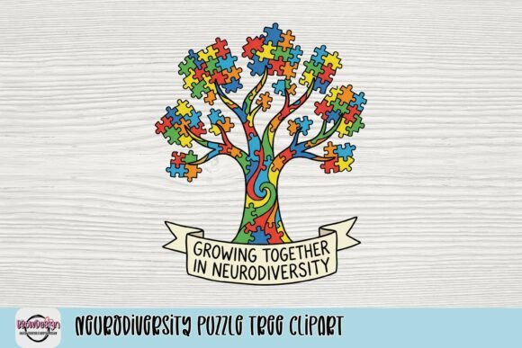 Neurodiversity Puzzle Tree Clipart