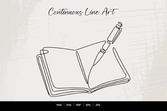 Open Book and Pen Line Art: Design & Use