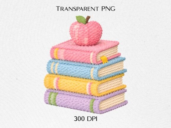 Pastel Books Apple PNG Design: A Cozy Asset for Creators