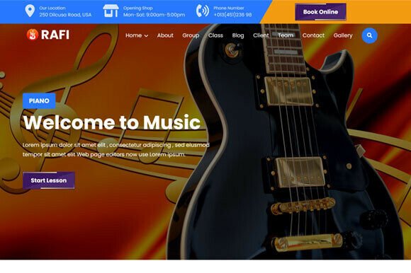 Rafi: The Definitive Music School HTML Template for Modern Academies