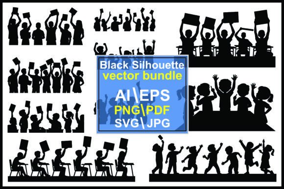 Silhouette Groups of People and Children: Versatile Design Elements