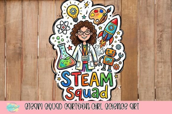 STEAM Squad Cartoon Girl Science Art: Inspiring the Next Generation of Innovators
